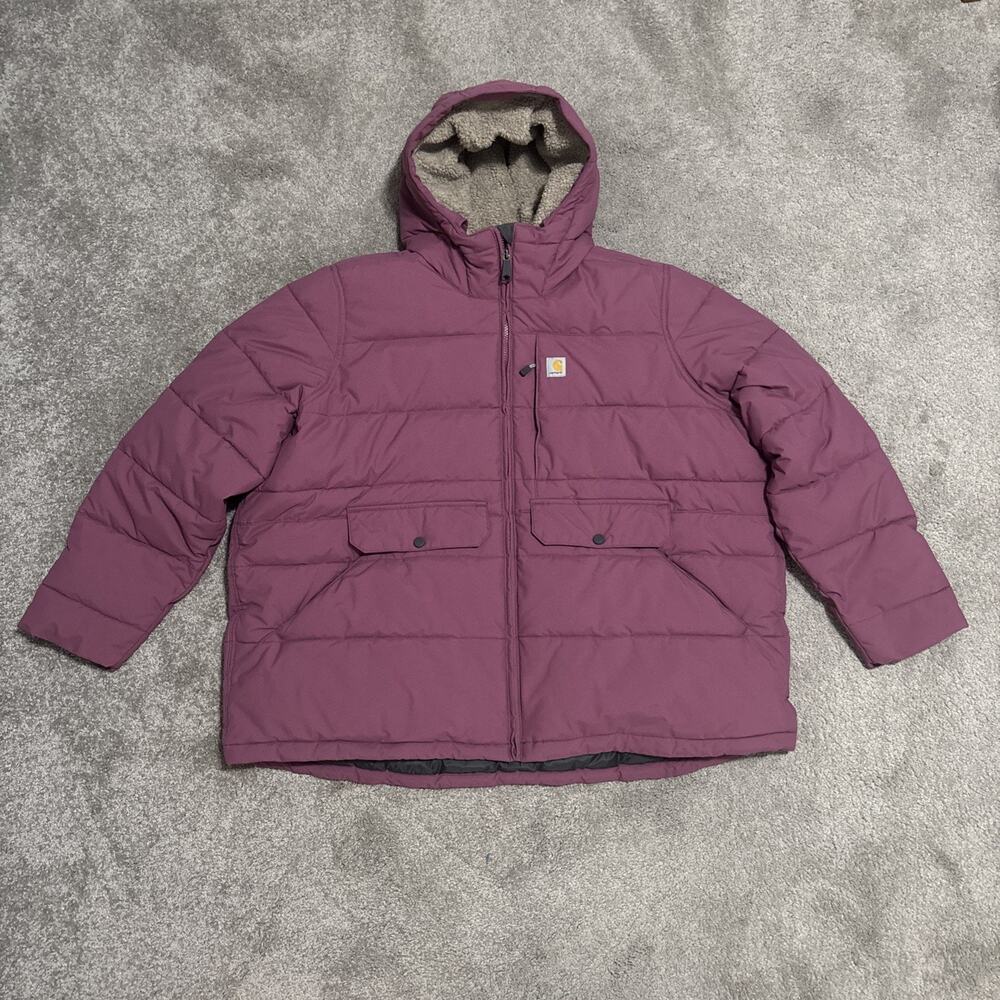 Carhartt Womans Size 3X Pink Rain Defender Puffer Sherpa Jacket Coat